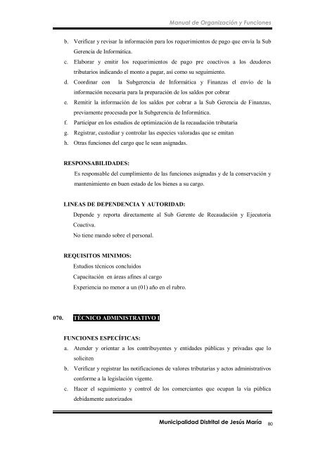 manual de organización y funciones - Municipalidad de Jesús María