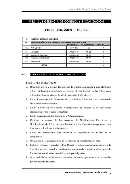 manual de organización y funciones - Municipalidad de Jesús María