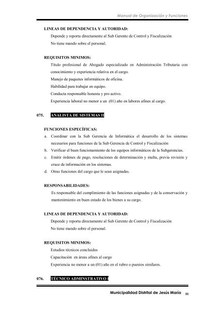 manual de organización y funciones - Municipalidad de Jesús María