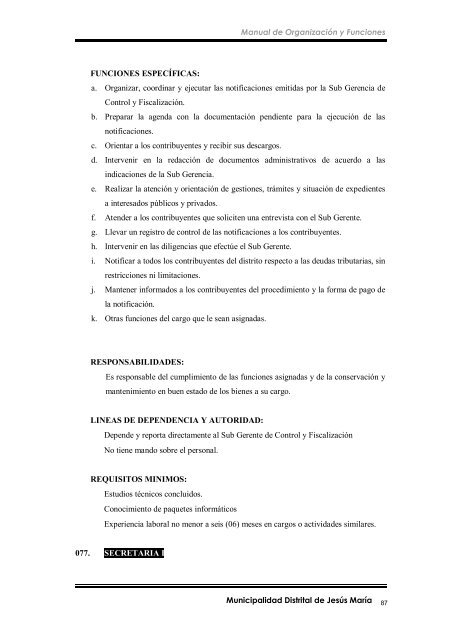 manual de organización y funciones - Municipalidad de Jesús María