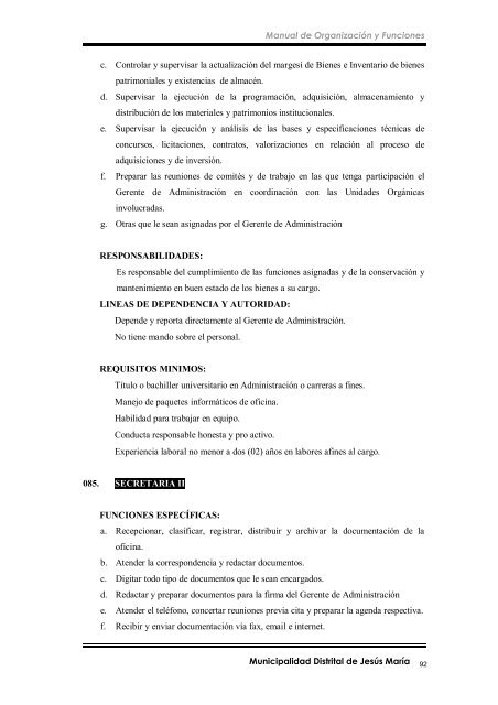 manual de organización y funciones - Municipalidad de Jesús María