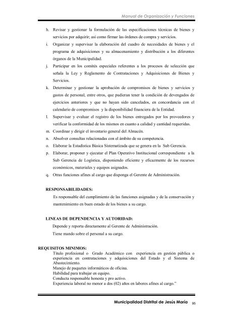 manual de organización y funciones - Municipalidad de Jesús María