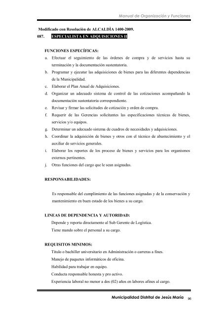 manual de organización y funciones - Municipalidad de Jesús María