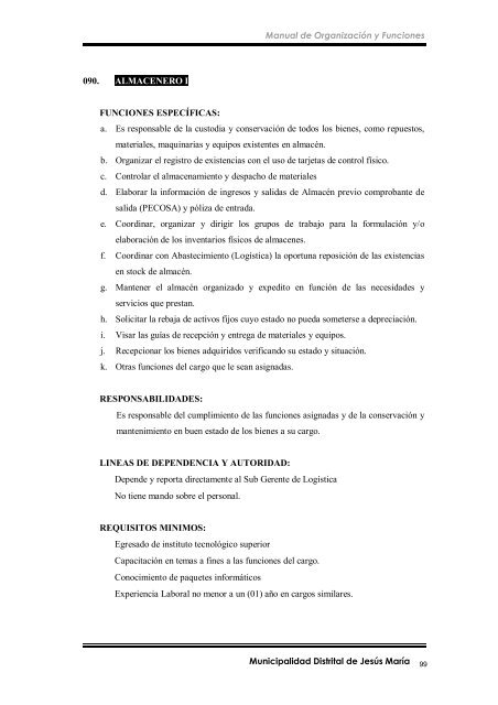 manual de organización y funciones - Municipalidad de Jesús María