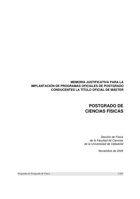 Posgrado en Físicas - GSIC - Universidad de Valladolid