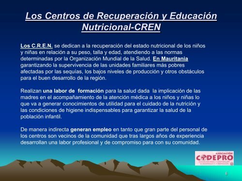 Centros de recuperación y educación nutricional en Mauritania