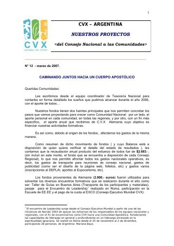 cvx – argentina nuestros proyectos - Comunidad de Vida Cristiana ...