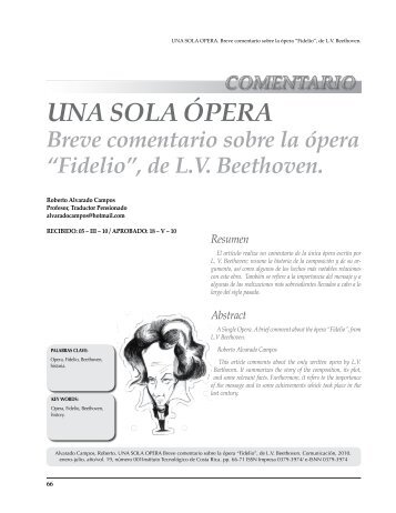 Una sola ópera. Breve comentario sobre la opera “Fidelio” - TEC