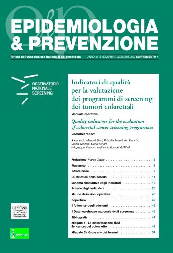 Indicatori di qualità per la valutazione dei programmi di screening ...