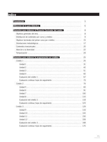 Objetivos terminales del primer curso por créditos