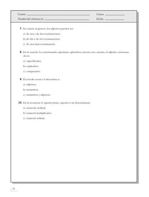 Objetivos terminales del primer curso por créditos