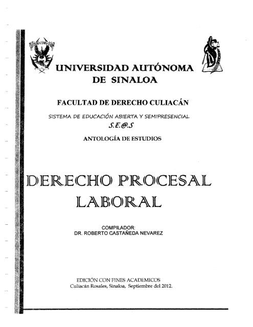 Derecho Procesal Laboral de la 01 a la - facderuasgpo63gen2010 ...