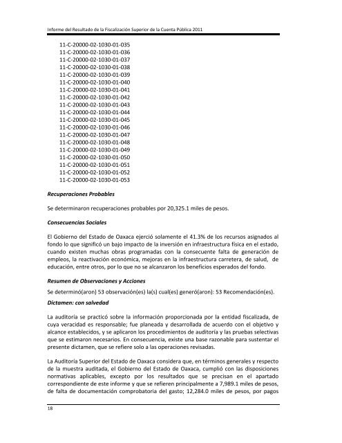 Informe del Resultado de la Fiscalización Superior de la Cuenta ...