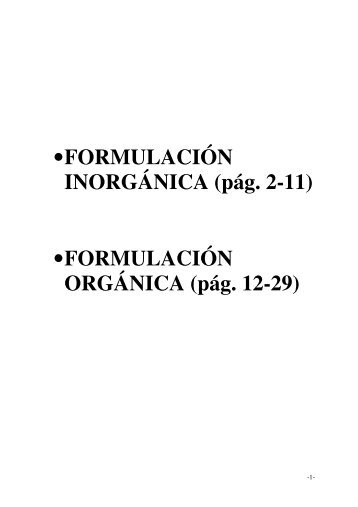 Formulación inorgánica y orgánica