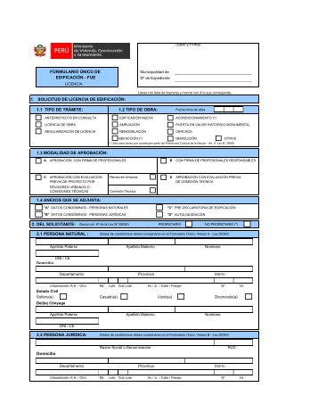 FORMULARIO ÚNICO DE EDIFICACIÓN - FUE 1. SOLICITUD DE ...