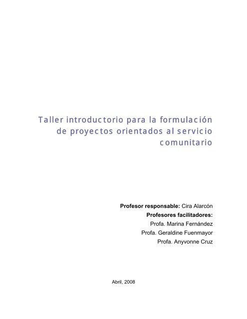 Taller introductorio para la formulación de proyectos ... - FAU UCV