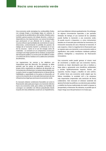 Hacia una economía verde: Guía para el desarrollo - UNEP