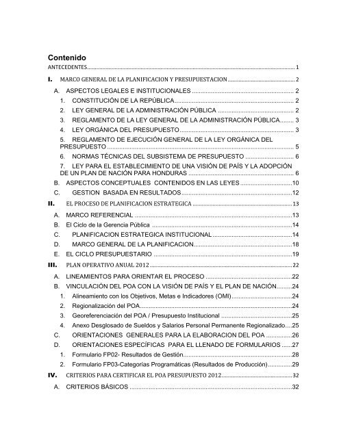 Manual de Capacitación para la Formulación del POA 2012 ...