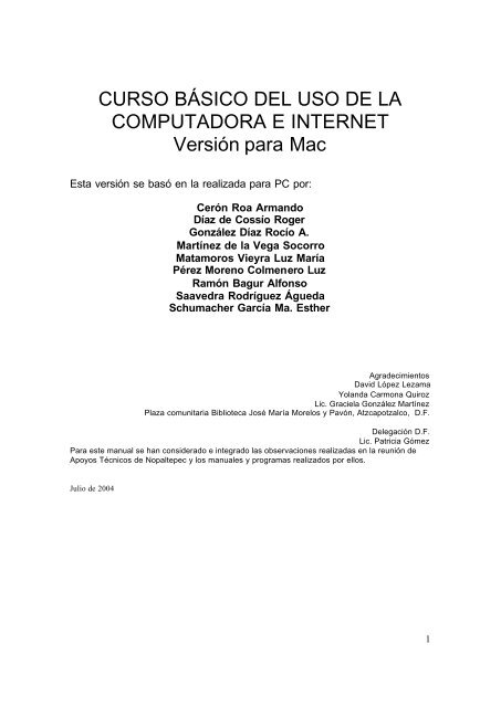 CURSO BÁSICO DEL USO DE LA COMPUTADORA E ... - INEA