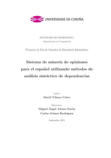 Sistema de miner´ıa de opiniones para el espa˜nol ... - Grupo LYS