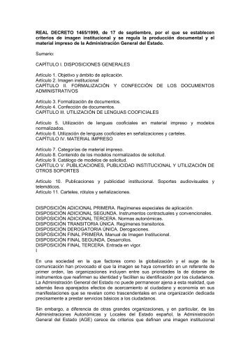 REAL DECRETO 1465/1999, de 17 de septiembre, por el que se ...