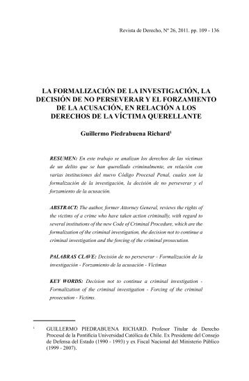 la formalización de la investigación, la decisión de no perseverar y ...