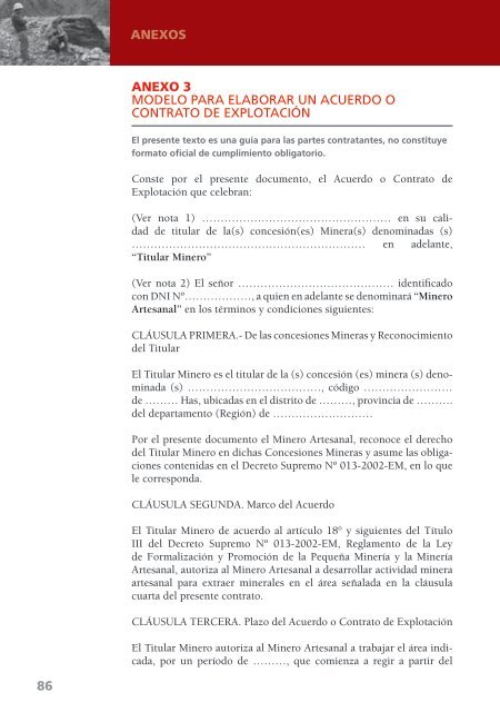 Guía para los Pequeños Mineros y Mineros Artesanales