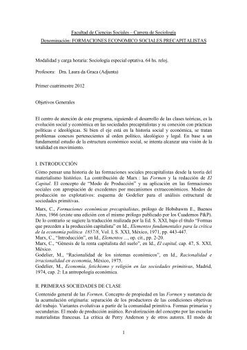 Formaciones económico-sociales precapitalistas - carrera de ...