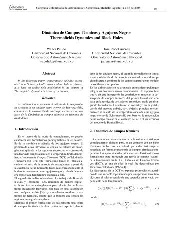 Dinámica de Campos Térmicos y Agujeros Negros - Observatorio ...