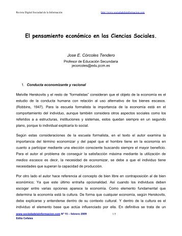 El pensamiento económico en las Ciencias Sociales