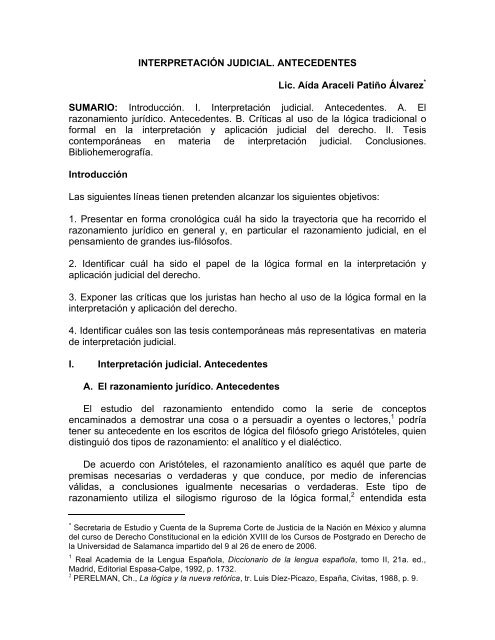 Interpretación Judicial y Antecedentes - Suprema Corte de Justicia ...