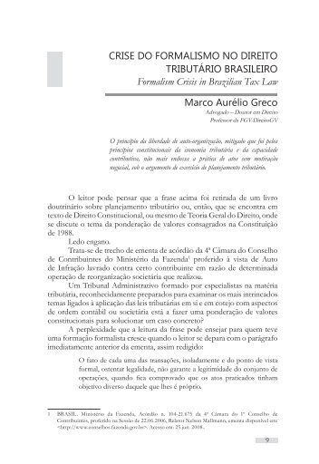 Crise Do Formalismo No Direito tributário brasileiro - Ministério da ...
