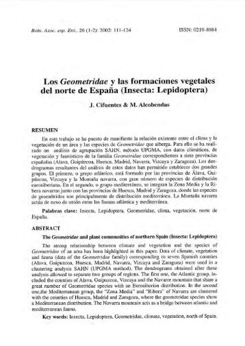 Los Geometridae y las formaciones vegetales del norte de España ...