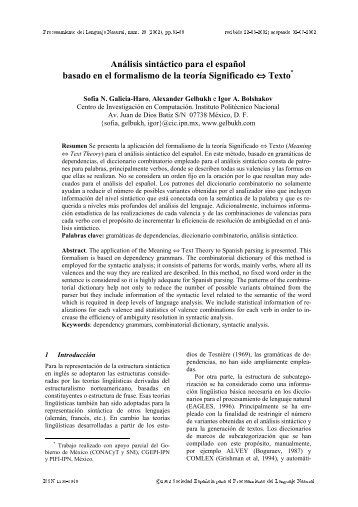 Análisis sintáctico para el español basado en el formalismo de la ...