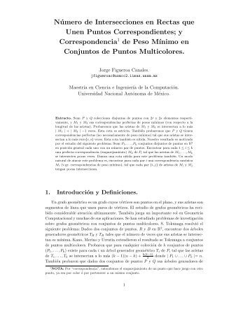 y Correspondencia de Peso M´ınimo en Conjuntos de Puntos