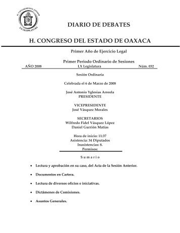 Sesión Ordinaria - H. Congreso del Estado de Oaxaca