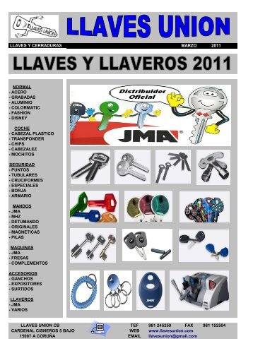LLAVES Y CERRADURAS MARZO 2011 NORMAL ... - Llaves Union
