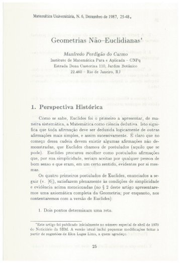 Geometrias não euclidianas - Revista Matemática Universitária