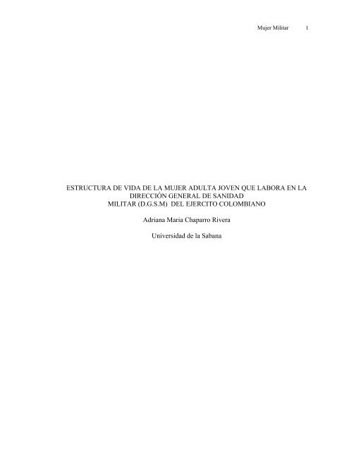 estructura de vida de la mujer adulta joven que labora en la ...