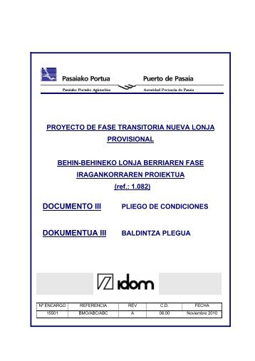 proyecto. pliego de condiciones - Autoridad Portuaria de Pasajes