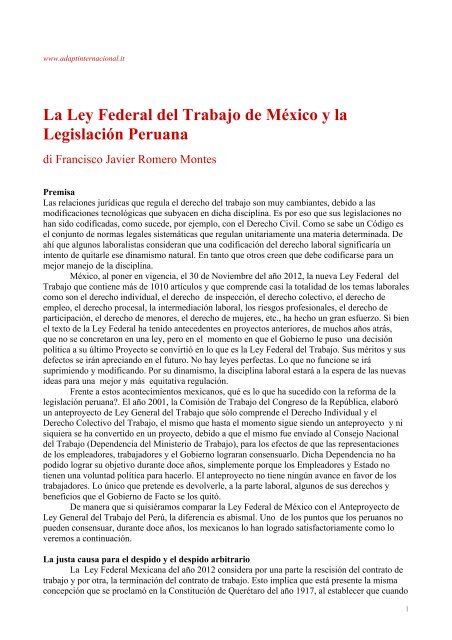 La Ley Federal del Trabajo de México y la Legislación ... - Adapt