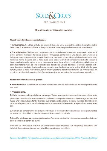TOMA DE MUESTRA - Soils & Crops Management