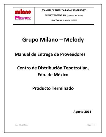 Grupo Milano – Melody - Proveedores - Milano