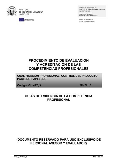 Guías de Evidencia - Ministerio de Educación, Cultura y Deporte