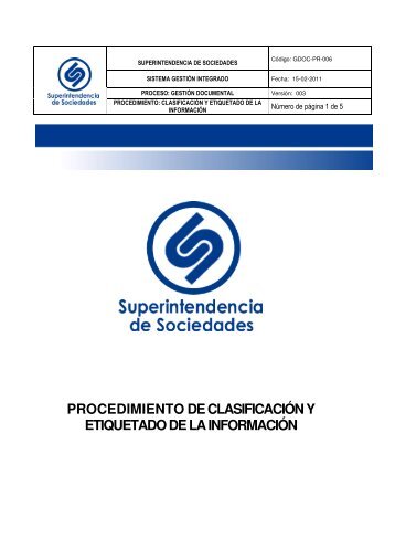 procedimiento de clasificación y etiquetado de la información - Inicio