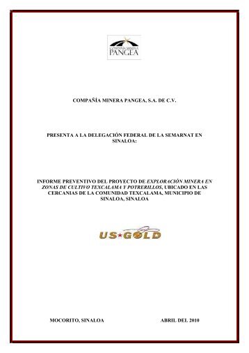 informe preventivo del proye - sinat - Semarnat