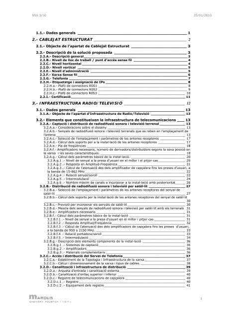 PROJECTE DE TELECOMUNICACIONS - Ajuntament de Sabadell