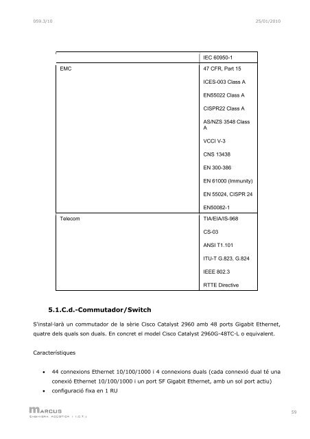 PROJECTE DE TELECOMUNICACIONS - Ajuntament de Sabadell