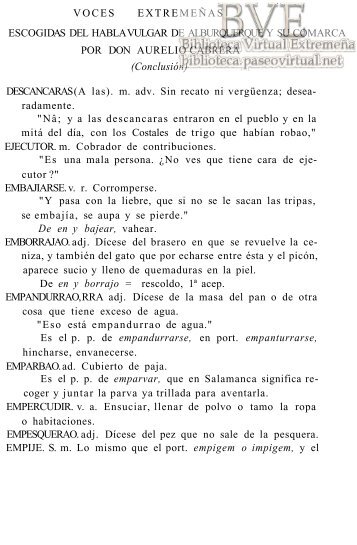 Cabrera, Aurelio - "Voces extremeñas recogidas del habla vulgar de ...