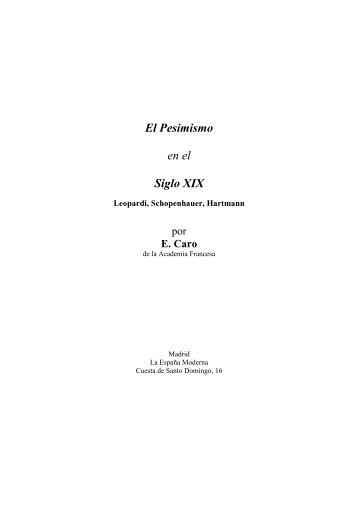 El pesimismo en el siglo XIX (por E. Caro) - IES A Xunqueira I